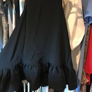Cynthia Rowley black silk ruffle hem top